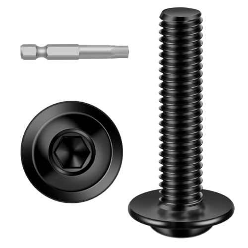 Mellewell M6-1.0 x 30mm Flanged Button Head Socket Cap Screw Bolts, Allen Socket Drive, Stainless Steel 304, Black Finish, Quantity 25 - color: Black, size: M6-1.0 x 30mm