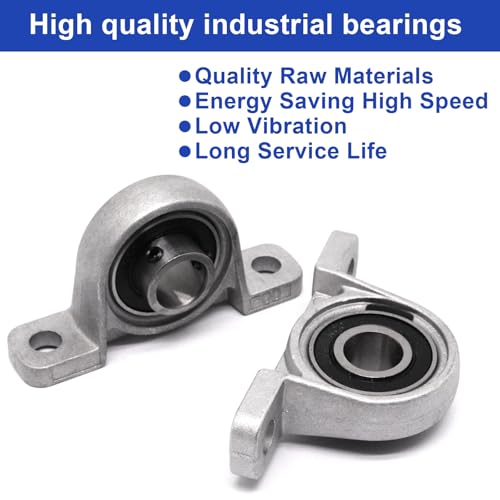 Pillow Block Bearing 4Pcs, 3/8" (10mm) ID Mounted Pillow Block Bearings, Vertical Zinc Alloy Steel Mounted Flange Bearing, Self Alignment, KP000 - size: 3/8"(KP000)