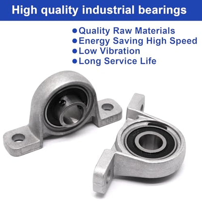 Pillow Block Bearing 4Pcs, 3/8" (10mm) ID Mounted Pillow Block Bearings, Vertical Zinc Alloy Steel Mounted Flange Bearing, Self Alignment, KP000 - size: 3/8"(KP000)