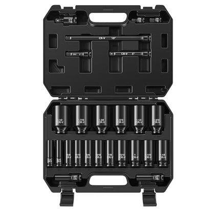Reniteco 25-Piece 1/2" Drive Socket Set, SAE 3/8"-1-1/2", 6-Point, Cr-V - size: 1/2"-25 PCS