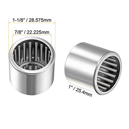 uxcell SCE1416 Needle Roller Bearings, Drawn Cup Open End, 7/8-inch Bore 1-1/8-inch OD 1-inch Width 22100N Static Load 38000N Dynamic Load 5pcs - size: 7/8x1-1/8x1"