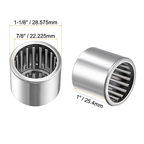 uxcell SCE1416 Needle Roller Bearings, Drawn Cup Open End, 7/8-inch Bore 1-1/8-inch OD 1-inch Width 22100N Static Load 38000N Dynamic Load 5pcs - size: 7/8x1-1/8x1"