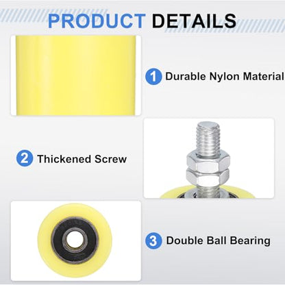 uxcell 4Pcs Slide Gate Guide Roller, 6" Nylon Rollers Gate Support Assembly - color: Yellow, size: 6 Inch