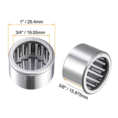 uxcell SCE1210 Needle Roller Bearings, Drawn Cup Open End, 3/4-inch Bore 1-inch OD 5/8-inch Width 12800N Static Load 17500N Dynamic Load 5pcs - size: 3/4x1x5/8"