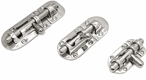 1/2Pack Stainless Steel 316 Door Window Lock Latch ，Marine Barrel Bolt Clasp Sliding Hasp Locks Push Pull Toggle Buckle W/Rubber gaskets (2Pack, Length: 90mm 3.54inch) - color: Silver, size: Length: 60mm/ 2.36inch