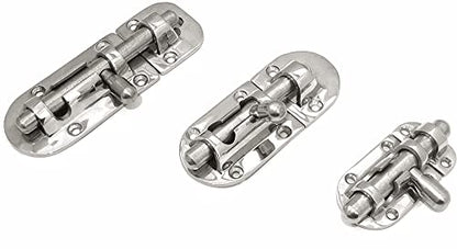 1/2Pack Stainless Steel 316 Door Window Lock Latch ，Marine Barrel Bolt Clasp Sliding Hasp Locks Push Pull Toggle Buckle W/Rubber gaskets (2Pack, Length: 90mm 3.54inch) - color: Silver, size: Length: 60mm/ 2.36inch