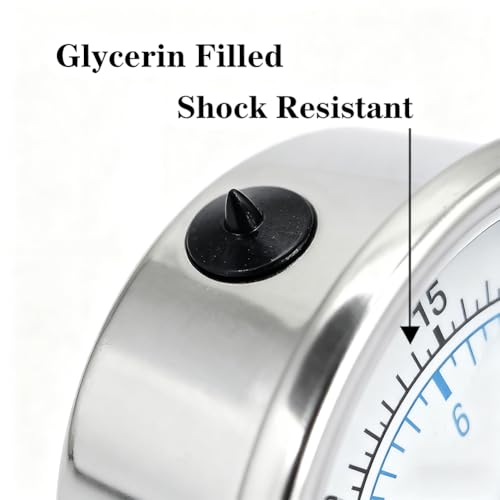 YSIL 1/4 NPT Liquid Filled Pressure Gauge w/ 3/8 NPT 1/2 NPT Adapter 60Psi - size: 0-60 psi