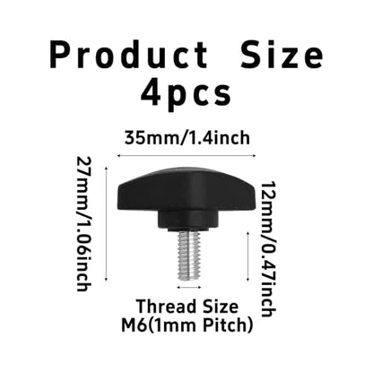 pson 4Pcs M6 x 12mm Tee Wing Knob Thumb Screws, Plastic T Handle Clamping Knobs with Male Thread for Woodworking, Machinery, Equipment - size: M6 x 12mm