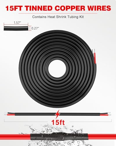 NAOEVO 10 Gauge Wire 2 Conductor, 10 Gauge Automotive Wire 12V Cable, 15FT - size: 15ft, style: 2C-10AWG