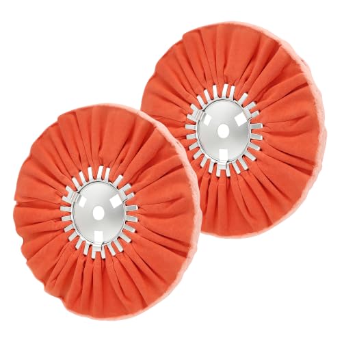 10" 16 Plys Orange Airway Buffing Wheel, 5/8'' Arbor Hole, Medium Cut for Angle Grinder, High-Efficiency for Aluminum, Stainless Steel & Chrome 2 pcs - color: Medium 2pcs