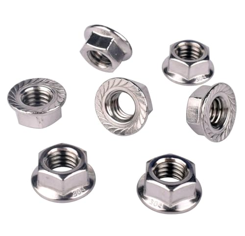 1/2"-13 Serrated Flange Hex Nuts, 304 Stainless Steel 18-8, Coarse Thread UNC, Full Thread, Pack of 10 - color: Silver, size: 1/2"-13(10Pcs)