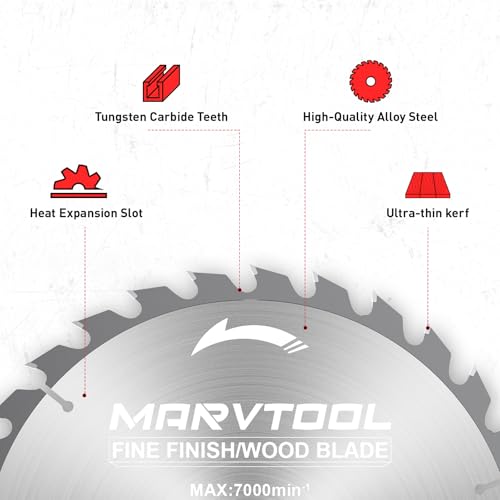 10-Inch 30-Tooth Woodworking Saw Blade, Max 7000 RPM, Fine Finish Wood Crosscutting, Tungsten Carbide Tooth with 5/8 Inch Arbor for Miter Saws & Table Saws (Red) - color: 10" 30T Red