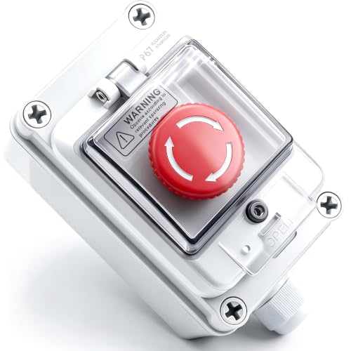 mxuteuk 1NC 1NO E-Stop Switches with Box Red Mushroom Emergency E-Stop Push Button Switch AC 660V 10A Switch Station Box G076 - color: Red/LA38A-11ZS-BOX IP67, size: 1NC 1NO