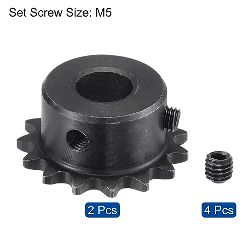 uxcell #25 Chain Roller Sprocket, 10mm Bore 1/4" Pitch 15 Tooth Single Strand Chain Sprocket, C45 Carbon Steel 25 Roller Chain Sprocket with Set Screws for ISO 04C Chain, 2Pcs - size: 33.5mmx10mm