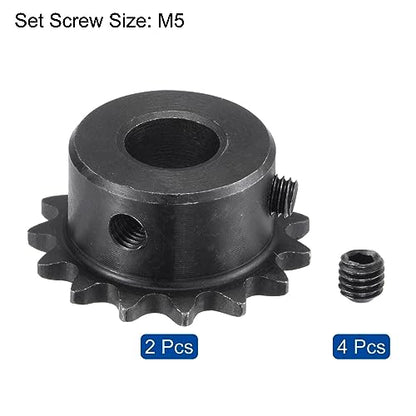uxcell #25 Chain Roller Sprocket, 10mm Bore 1/4" Pitch 15 Tooth Single Strand Chain Sprocket, C45 Carbon Steel 25 Roller Chain Sprocket with Set Screws for ISO 04C Chain, 2Pcs - size: 33.5mmx10mm