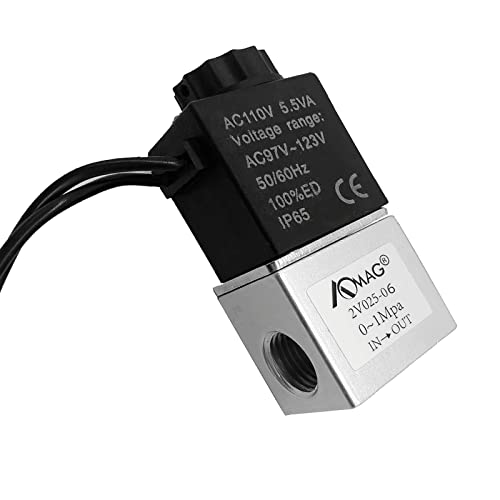 AOMAG® Solenoid Air Valve AC 110V 1/8inch 2 Way Normally Closed Pneumatic Aluminum Electric Solenoid Valve - size: 1/8" Port, style: AC 110V