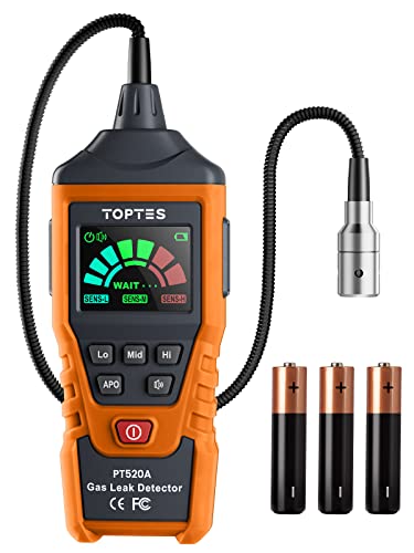 PT520A Natural Gas Detector, Gas Leak Detector with 17-Inch Gooseneck, Locating The Source Like Propane, Methane, and Butane for Home and RV (Includes Battery x3) - Orange - size: PT520A Battery-operated