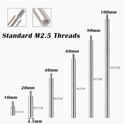 6pcs Dial Indicator Extension Stem Rod Set,10 20 40 60 80 100mm - size: 10-100MM