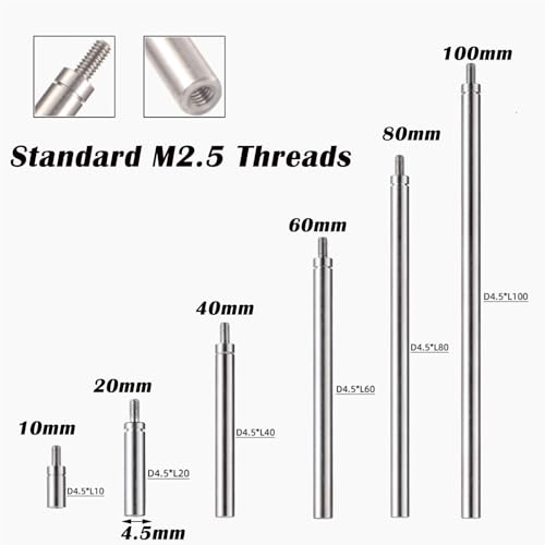6pcs Dial Indicator Extension Stem Rod Set,10 20 40 60 80 100mm - size: 10-100MM
