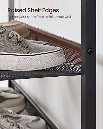 VASAGLE 5-Tier Shoe Rack, Adjustable, Freestanding - color: Rustic Brown + Ink Black, size: 5 Tiers (29.5"W)