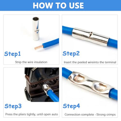 Non Insulated Butt Connectors Kit (100PCS(AGW14-12) Tinned Copper) - size: 100PCS( AGW14-12)Tinned Copper
