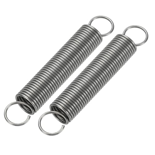 PATIKIL Extension Spring, 2pcs Wire Diameter 0.04", OD 0.4", Free Length 2.4" Spring Steel Dual Hook Tension Springs for Lawn Tractor Home Repairs DIY, Grey - size: 1.0*10*60mm