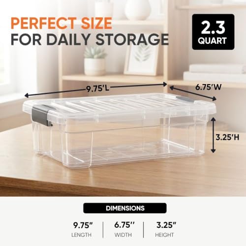 Superio 2.3 Quart Clear Plastic Storage Containers with Lids, Stackable Organizer Bins, BPA-Free Storage Boxes for Home, Office, Dorm & Classroom, 1 Pack - size: 2.3 Quart