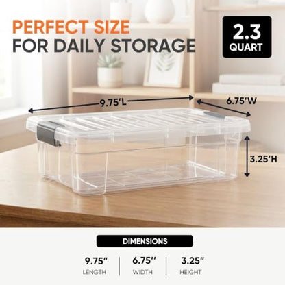 Superio 2.3 Quart Clear Plastic Storage Containers with Lids, Stackable Organizer Bins, BPA-Free Storage Boxes for Home, Office, Dorm & Classroom, 1 Pack - size: 2.3 Quart