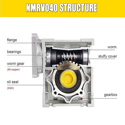 Worm Gear Gearbox Metal Reducer NMRV040,Input 14 mm,Output 18mm - size: 50:1