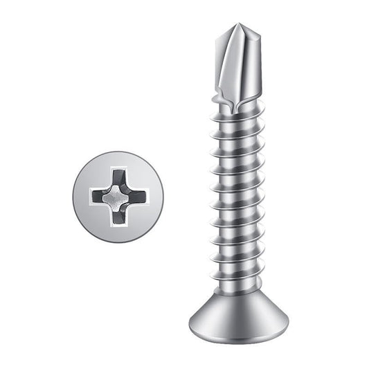 #10 x 1/2" (100 Pack) Flat Head Sheet Metal Screws Self-Tapping Screw Phillips Head Self Drilling Screws, 410 Stainless Steel - size: #10 x 1/2''
