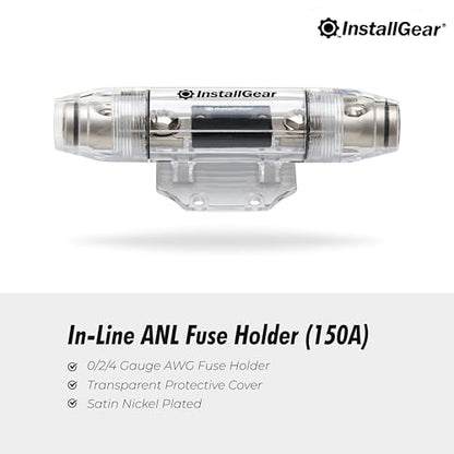 InstallGear 0/2/4 Gauge AWG in-Line ANL Fuse Holder with 150 Amp - Secure in-Line Installation for 0/2/4 AWG Wires - Durable Design for Maximum Protection - 0, 2, 4 Gauge Fuse Holder - size: 150A