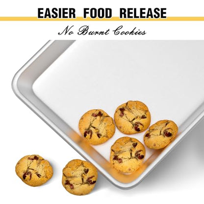 Commercial Quality Baking Sheet Pan Set, Natural Aluminum Cookie Sheet, Umite Chef Warp Resistant Baker's Half Sheet Pan, Large Thick Cookie Tray Pans for Baking, Roasting(2 Pack, 18X13In) - size: 18x13in