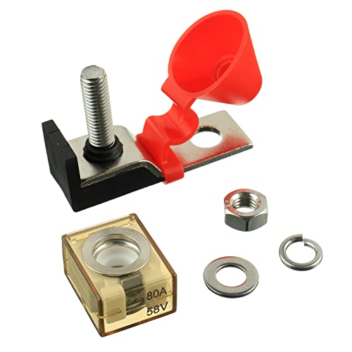 80 AMP MRBF Terminal Block Fuse Holder Single Stud 5/16" (M8) Compact Rated Battery Fuse 80A - size: 80A