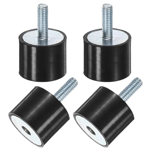 M METERXITY 4-Pack Rubber Mounts D25mmxH20mm Male/Female Vibration Isolators Cylindrical Shock Absorber W M6 x 18mm Studs for Air Compressor/Car/Pump/Boat/Garage Motor/Bobbins Rubber Isolators - size: M6 x 18mm, 25mm x 20mm