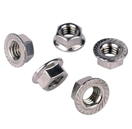 1/2"-13 Serrated Flange Hex Nuts, 304 Stainless Steel 18-8, Coarse Thread UNC, Full Thread, Pack of 10 - color: Silver, size: 1/2"-13(10Pcs)