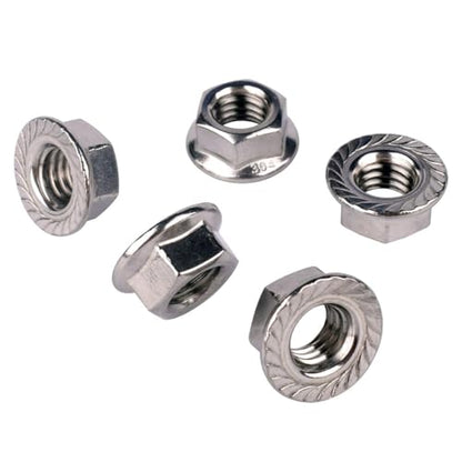 1/2"-13 Serrated Flange Hex Nuts, 304 Stainless Steel 18-8, Coarse Thread UNC, Full Thread, Pack of 10 - color: Silver, size: 1/2"-13(10Pcs)