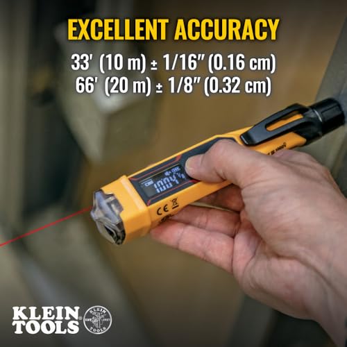 Klein Tools NCVT-6 Non-Contact Volt Tester, 12 - 1000V AC Pen with Integrated Laser Distance Measure, LED and Audible Alarms, Pocket Clip - style: with Laser Distance Meter