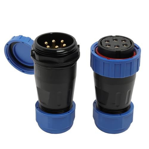 TY28 6 Pin 25A Waterproof Screw Crimp Connector, Female Male Bulkhead Plug Receptacle, Quick-Disconnect for Electrical Power Device - color: In-line Mount, size: 6 Pin 25A