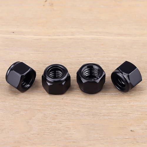 EASTLO #8-32 Lock Nuts Black, Nylon Insert Locknuts 304 Stainless Steel A2-70 Grade, Self Clinching Nuts, Coarse Thread, 100 PCS - size: #8-32