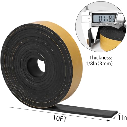 DGSL Self-Adhesive Neoprene Rubber Strip, 1" x 1/8" x 20' Roll - color: With Adhesive, size: 1" Wide x 1/8" Thick x 20' Long