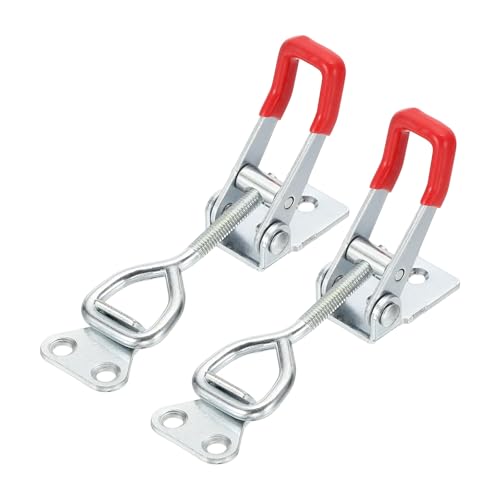 HARFINGTON 2pcs Adjustable Toggle Clamp M6 x 32mm 396lbs Holding Capacity 4002 Style Quick Release Pull Latches Clamps Hasp for Smoker Lid Jig Tool Box Case, Silver Red - color: Silver Red, size: M6 x 32mm + 396lbs
