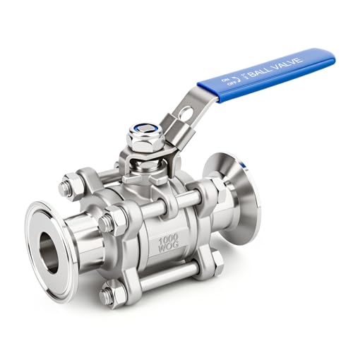 TAISHER 1PCS 304 Stainless Steel 1/2" Tube OD 3PC Sanitary Ball Valve 1.5" Tri Clamp 50.5MM Ferrule Flange - size: 1/2" OD（3PC）