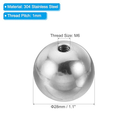 PATIKIL M6x28mm Ball Nuts Knob, 2 Pack Female Thread 304 Stainless Steel Round Blind Hole Screw Cap Cover for Lighting Machinery DIY Decoration, Silver - size: M6x28mm