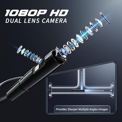 Endoscope Camera with Light, 1920P HD Borescope Tools, Dual Lens(32.8FT) - size: 32.8FT