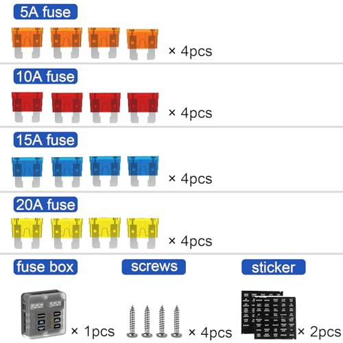 6 Way Fuse Block Box 12V/24V DC, ATC/ATO Fuse Panel with LED Indicator for Marine Boat Automotive Motorcycle - style: 6 Way