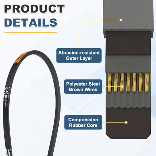 uxcell 3Pcs A-1016 Rubber V-Belt 1016mm Li x 13mm W x 8mm T Classic Wrapped - size: A-1016