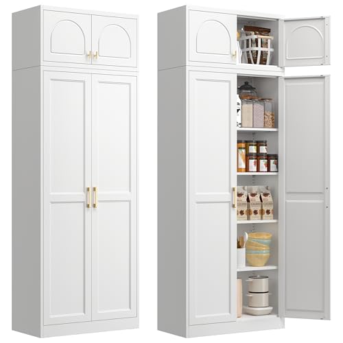 Polup Kitchen Pantry Cabinet, 86" Tall Metal Storage Cabinet with Doors - color: White, size: 86"H - A