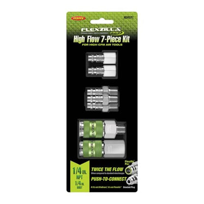 Flexzilla A53457FZ Pro High Flow Coupler & Plug Ki 7 Piece | 1/4" NPT | Push to Connect System | Allows Twice the Flow to Your Air Tools | Maximum Efficiency - style: 7 Piece