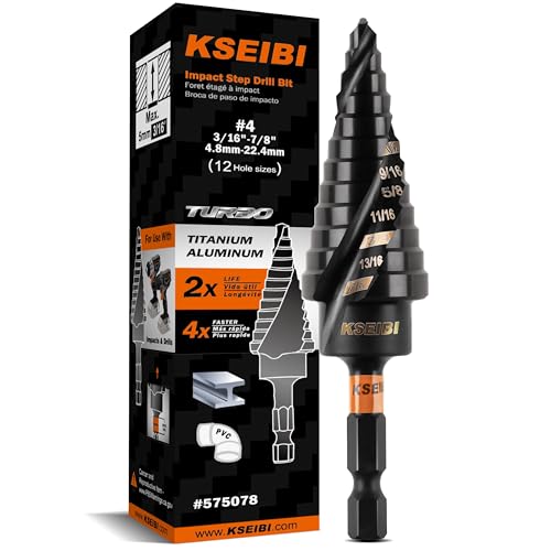 KSEIBI 12 Steps 3/16-7/8 inch SAE Standard Step Drill Bit 575078 - style: 12 steps (3/16”-7/8”)