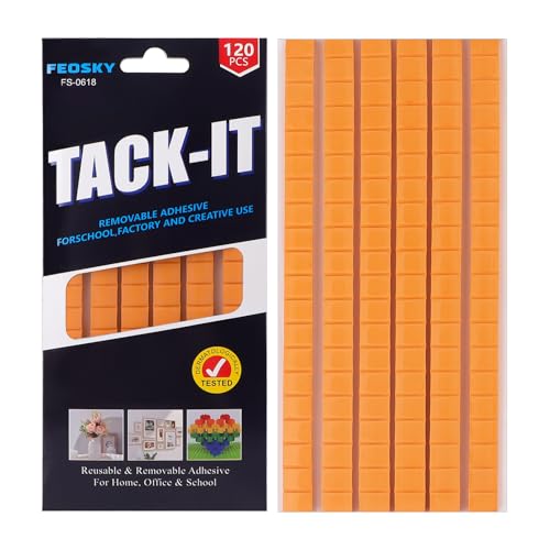 Feosky Adhesive Poster Sticky Tack Putty, Reusable and Removable Adhesive Putty, 120PCS, Mounting Putty for displaying Wall Paintings, Museum Art Photography, Picture, Crafts (Orange, Pack of 1) - color: Orange, size: 1Pack